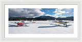 Snow Covered Airplanes at Lake Tahoe Airport - Framed Print