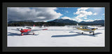 Snow Covered Airplanes at Lake Tahoe Airport - Framed Print
