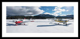 Snow Covered Airplanes at Lake Tahoe Airport - Framed Print