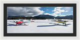 Snow Covered Airplanes at Lake Tahoe Airport - Framed Print