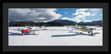 Snow Covered Airplanes at Lake Tahoe Airport - Framed Print