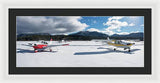 Snow Covered Airplanes at Lake Tahoe Airport - Framed Print