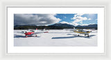 Snow Covered Airplanes at Lake Tahoe Airport - Framed Print