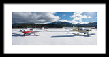 Snow Covered Airplanes at Lake Tahoe Airport - Framed Print