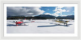 Snow Covered Airplanes at Lake Tahoe Airport - Framed Print