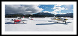 Snow Covered Airplanes at Lake Tahoe Airport - Framed Print