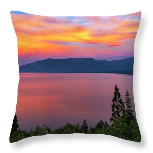South Lake Tahoe Sunset By Brad Scott - Throw Pillow