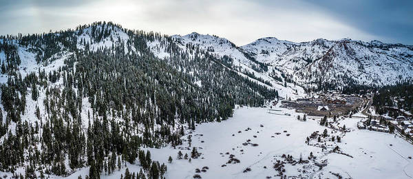 Squaw Valley Winter Aerial Panorama by Brad Scott - Art Print