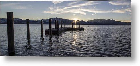 Sun Burst Over Mt Tallac - Metal Print