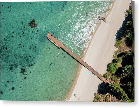 West Shore Lake Tahoe Pier Aerial - Canvas Print by Brad Scott