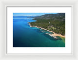 Zephyr Cove To Cave Rock Aerial - Framed Print