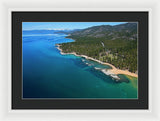 Zephyr Cove To Cave Rock Aerial - Framed Print