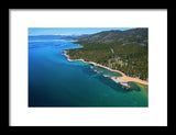 Zephyr Cove To Cave Rock Aerial - Framed Print