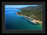 Zephyr Cove To Cave Rock Aerial - Framed Print