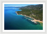 Zephyr Cove To Cave Rock Aerial - Framed Print