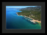 Zephyr Cove To Cave Rock Aerial - Framed Print