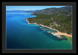 Zephyr Cove To Cave Rock Aerial - Framed Print