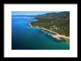 Zephyr Cove To Cave Rock Aerial - Framed Print