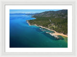 Zephyr Cove To Cave Rock Aerial - Framed Print