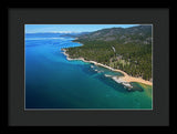 Zephyr Cove To Cave Rock Aerial - Framed Print
