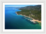 Zephyr Cove To Cave Rock Aerial - Framed Print