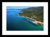 Zephyr Cove To Cave Rock Aerial - Framed Print