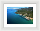Zephyr Cove To Cave Rock Aerial - Framed Print