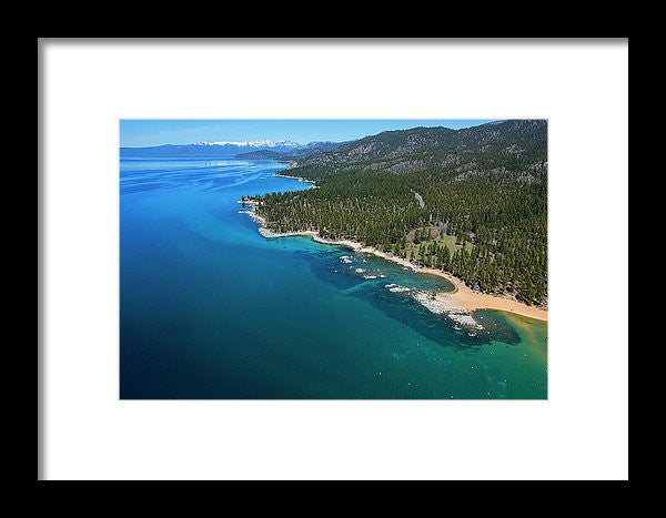 Zephyr Cove To Cave Rock Aerial - Framed Print