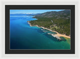Zephyr Cove To Cave Rock Aerial - Framed Print