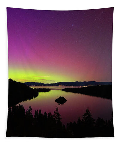 Northern Lights Over Emerald Bay - Tapestry