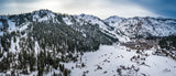 Squaw Valley Winter Aerial Panorama by Brad Scott - Metal Print
