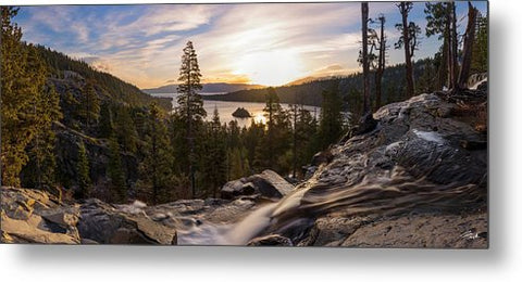 Eagle Falls Morning Glow Pano - Metal Print