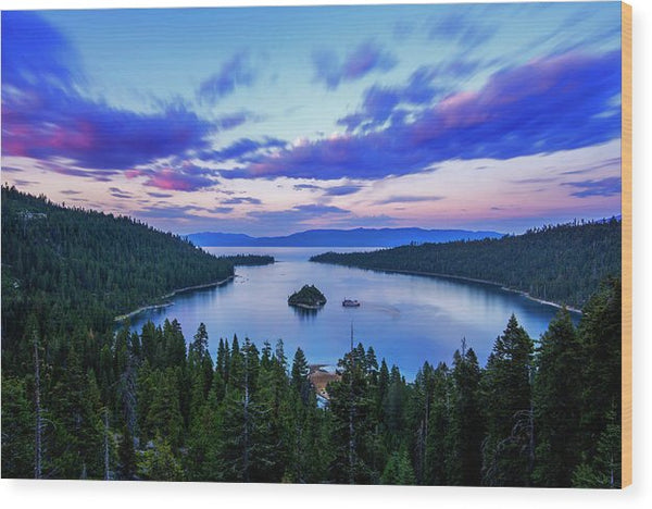 Emerald Bay And Ms Dixie At Sunset By Brad Scott - Wood Print