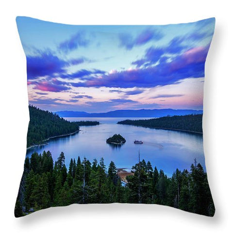 Emerald Bay And Ms Dixie At Sunset By Brad Scott - Throw Pillow-Lake Tahoe Prints