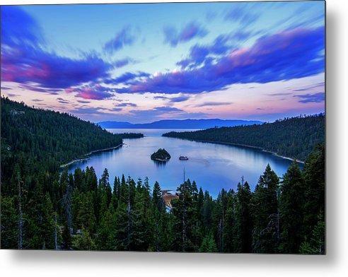 Emerald Bay And Ms Dixie At Sunset By Brad Scott - Metal Print-Metal Print-Lake Tahoe Prints