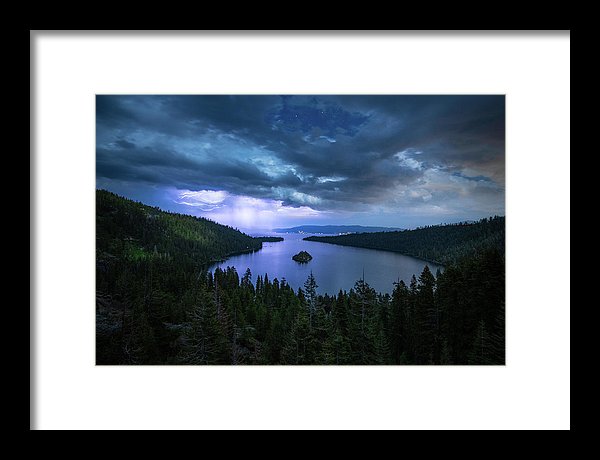 Emerald Bay Electric Skies By Brad Scott - Framed Print