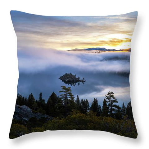 Emerald Bay Foggy Sunrise - Throw Pillow