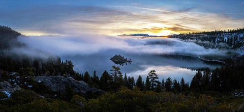 Emerald Bay Foggy Sunrise - Art Print by Brad Scott