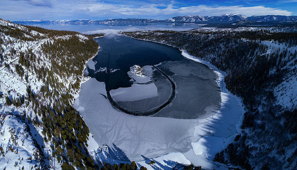 Emerald Bay Ice Aerial - Art Print