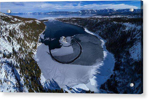 Emerald Bay Ice Aerial - Acrylic Print