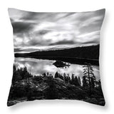 Emerald Bay Rays Black And White By Brad Scott - Throw Pillow-Lake Tahoe Prints