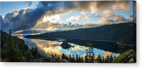 Emerald Bay Sunrise Rays - Canvas Print-16.000" x 6.500"-Lake Tahoe Prints
