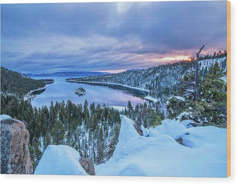 Emerald Bay Winter Sunrise - Wood Print