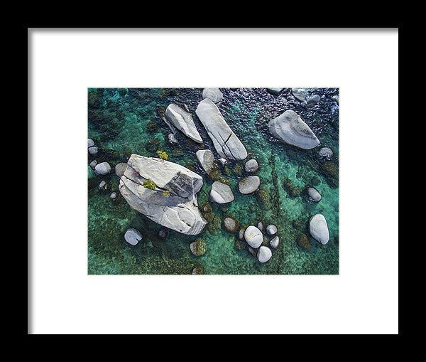 Emerald Waters - Bonsai Rock, Lake Tahoe - Framed Print