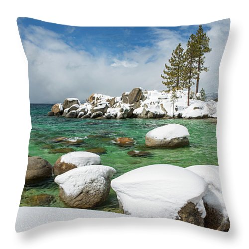 Frozen Aquas By Brad Scott - Throw Pillow-Lake Tahoe Prints