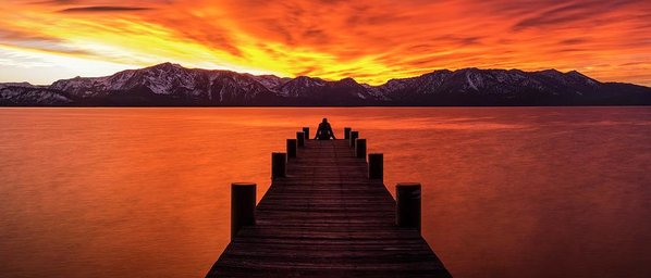 Lake Tahoe Sunset Pier By Brad Scott - Art Print