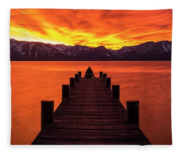Lake Tahoe Sunset Pier By Brad Scott - Blanket