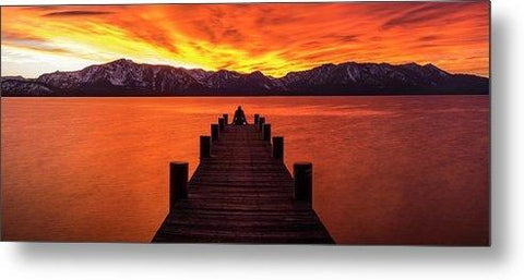 Lake Tahoe Sunset Pier By Brad Scott - Metal Print-Lake Tahoe Prints