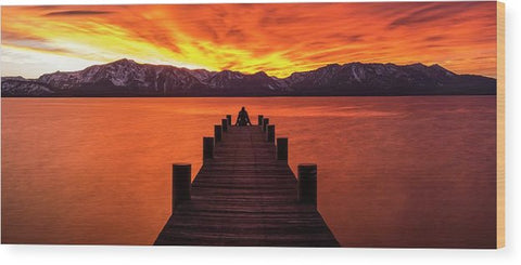 Lake Tahoe Sunset Pier By Brad Scott - Wood Print