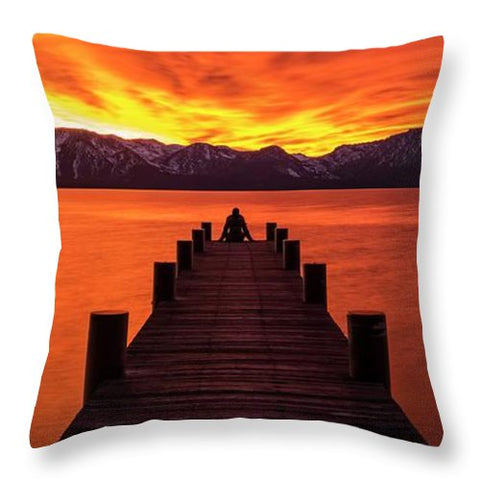 Lake Tahoe Sunset Pier By Brad Scott - Throw Pillow-Lake Tahoe Prints